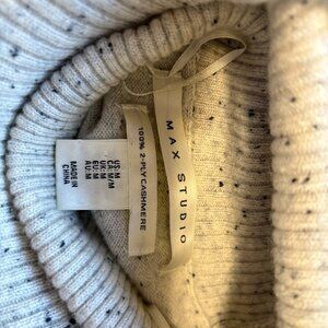 Max Studio 100% Cashmere Turtleneck Poncho Sweater – Speckled Knit – Size M